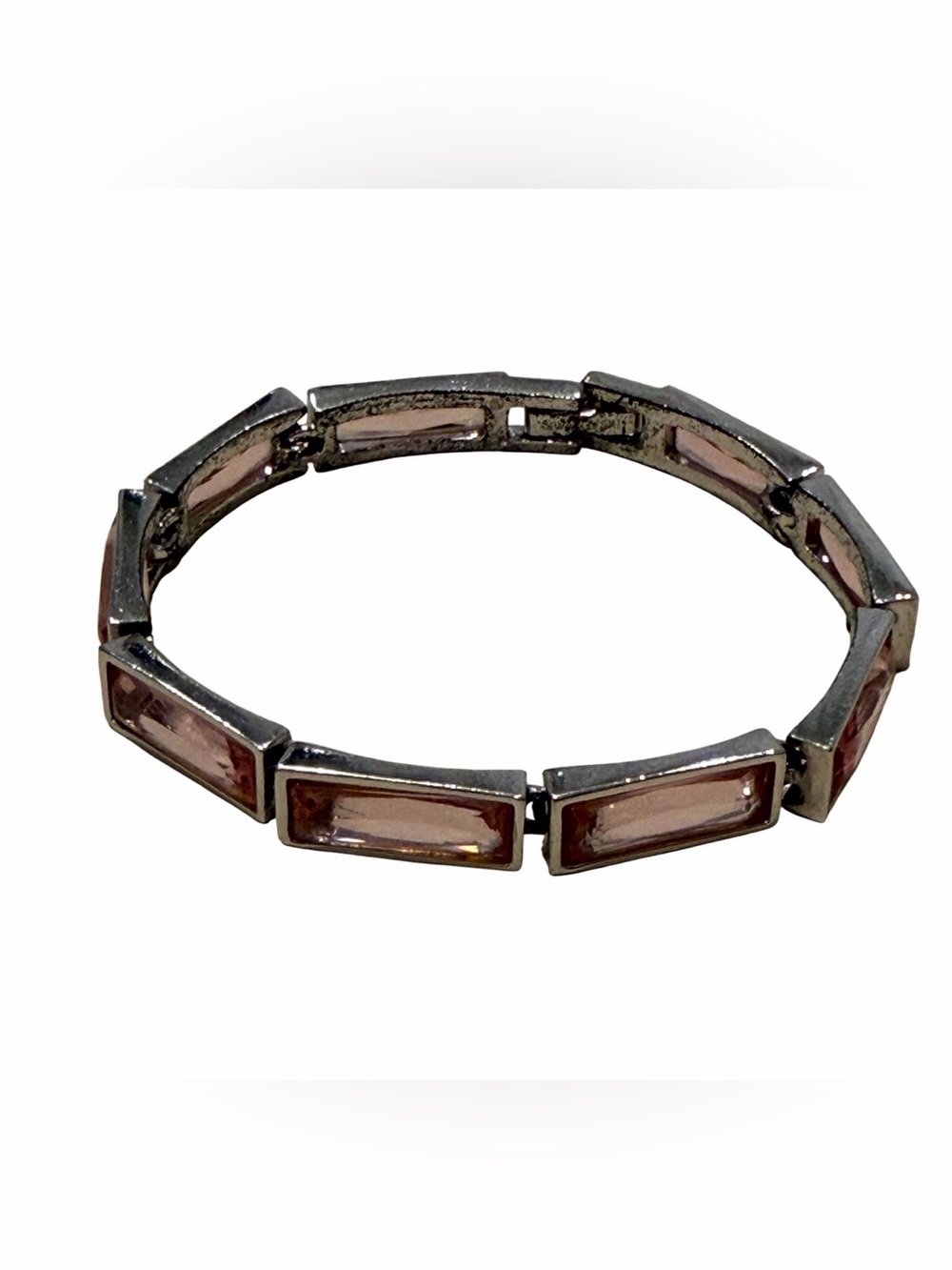Swarovski Pink Baguette-Cut Crystal Link Bracelet – Silver